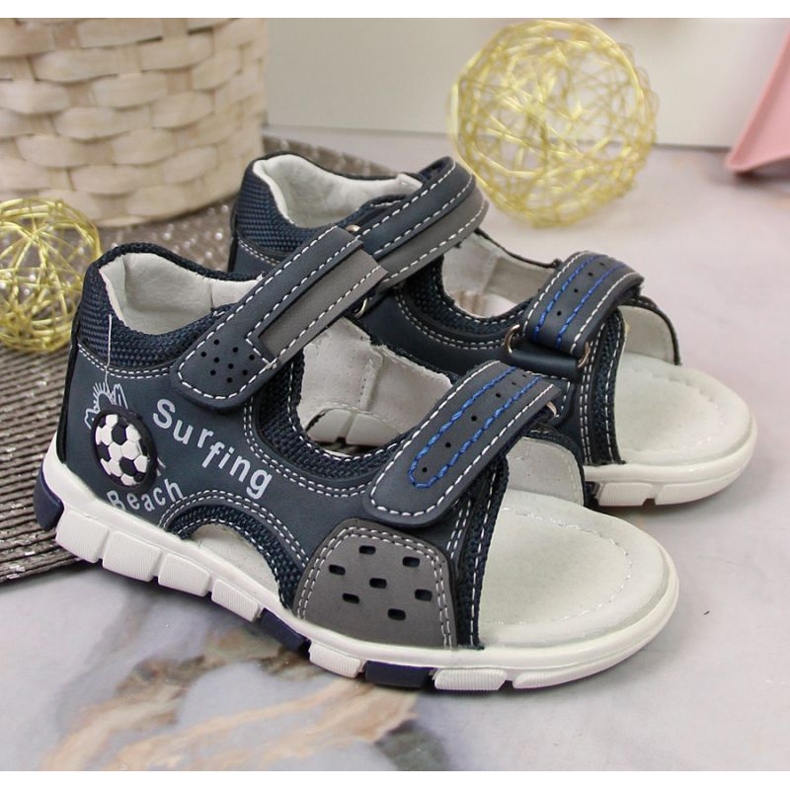 Sandály na suchý zip NOVINKA Jr EU651A námořnická modro-šedá námořnická modrá 2