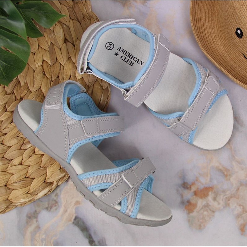 Sandály na suchý zip American Club Jr.AM898A šedé 2