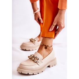 FB1 Kožené mokasíny Řetízek Světle béžová Amicable béžový 1