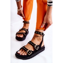 PM1 Dámské semišové sandály s ramínky černé Parys černá 1