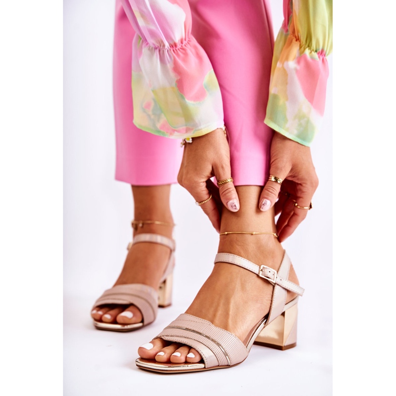 Sergio Leone Kožené Sandály Na Baru Ve Zlaté Béžové Corane béžový zlatý 1