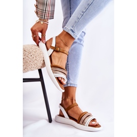 Módní kožené dámské sandály Maciejka 05561-11 Bílá bílý vícebarevný 2