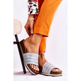 S.Barski Dámské klasické pantofle s řetízkem Modré Maddy modrý 1