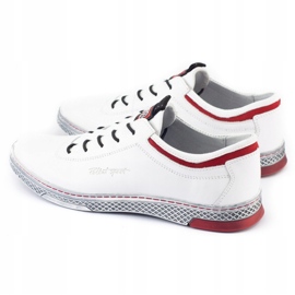Polbut Pánská kožená obuv pro volný čas K23 bílá s červenou bílý červené 1