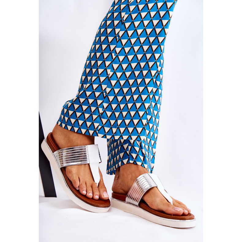 Dámské sandály na platformě Bílá a stříbrná Morissa bílý stříbrný 1