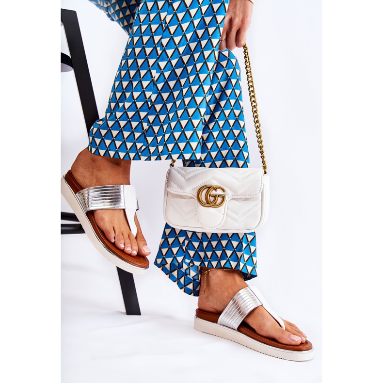 Dámské sandály na platformě Bílá a stříbrná Morissa bílý stříbrný 2