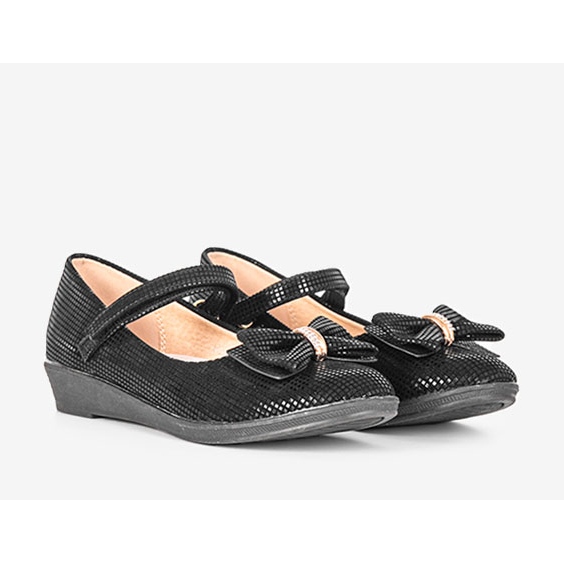 Dětské černé balerínky s mašlí Tienne černá 1 Dětské černé balerínky s mašlí Tienne černá 1