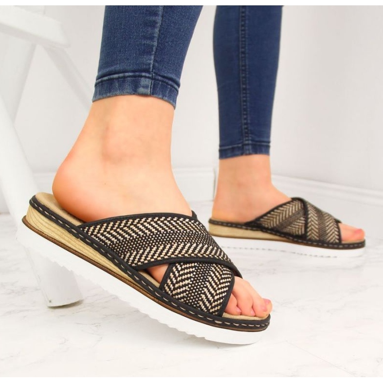 Pantofle na klínku Rieker W R459 černé černá 2