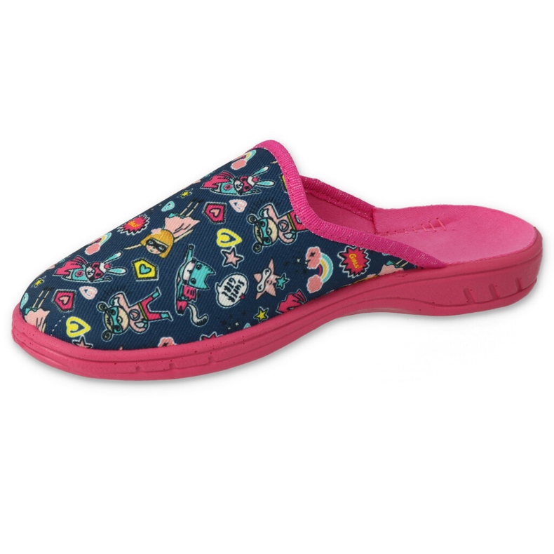 Dětské pantofle Befado 707Y423 barevné aplikace modrý 1