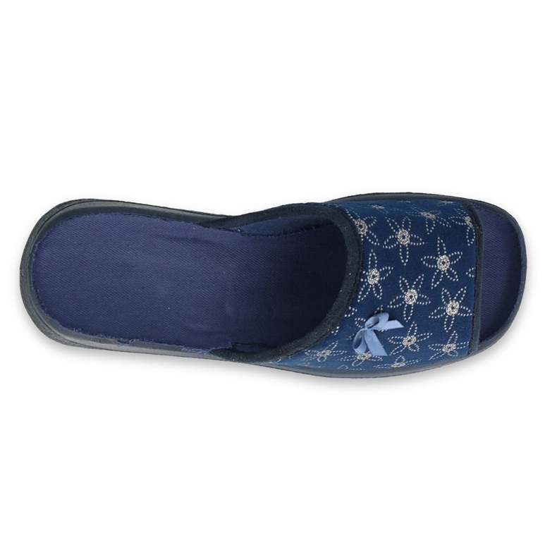 Dámské pantofle Befado 442D195 Navy Blue Flowers se zirkony modrý 2
