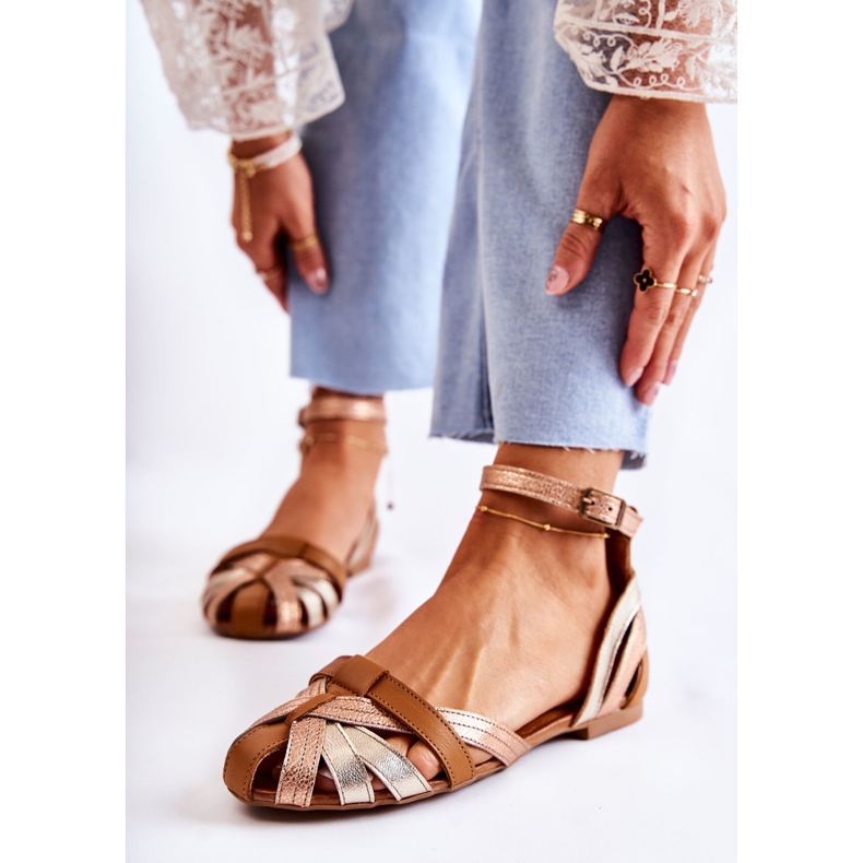 Kožené dámské sandály Maciejka 01924-32 Zlato-hnědá hnědý 2