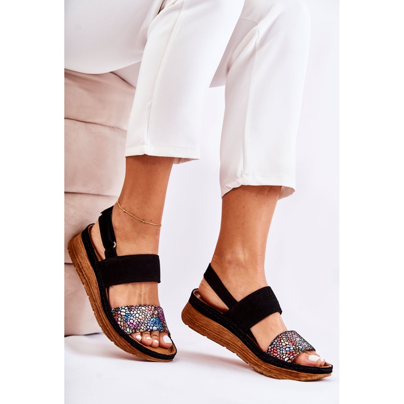 Kožené Dámské Sandály Maciejka 04142-20 Černá vícebarevný 2