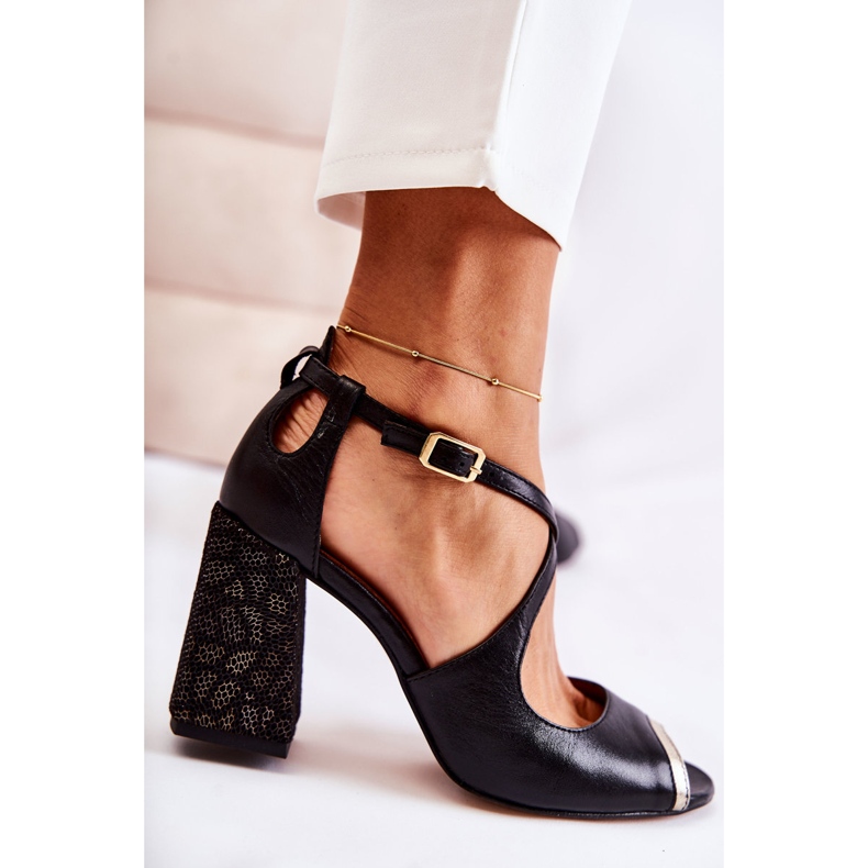 Módní kožené sandály na baru Maciejka 05513-01 černá 2