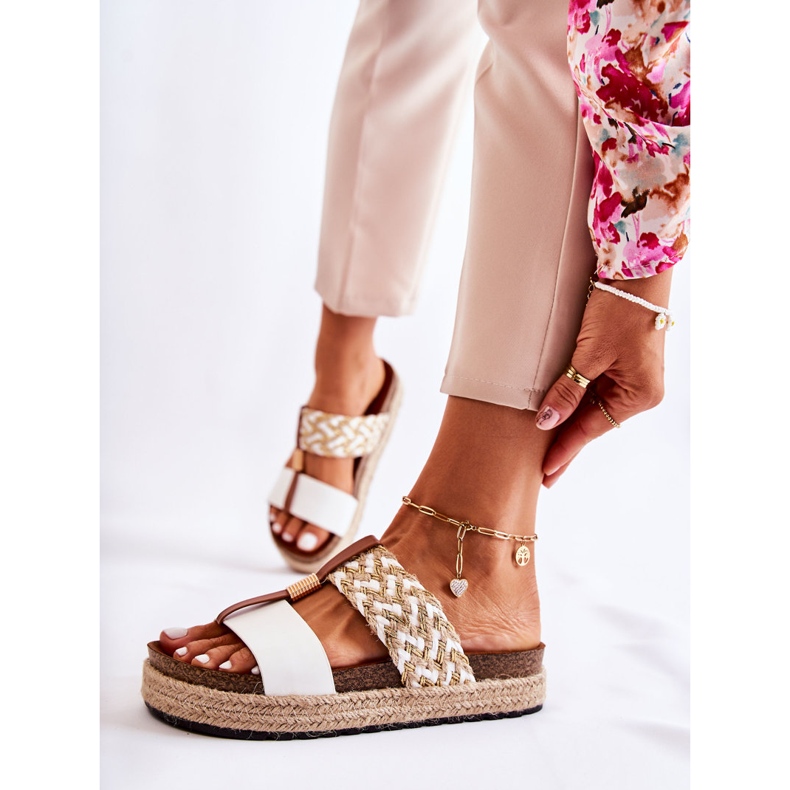 FB1 Dámské pantofle s eko kůží Simon's White béžový 1