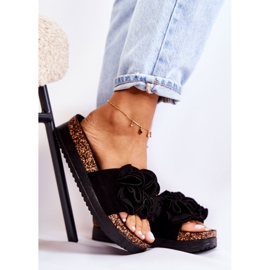 PS1 Dámské semišové pantofle s černým ornamentem Nemis černá 1