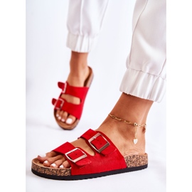 Dámské červené pantofle Misandei Slip On červený 2
