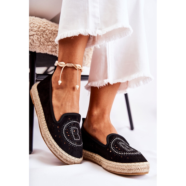 S.Barski Nazouvací dámské espadrilky Meredith Black Openwork černá 1