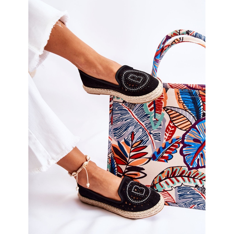 S.Barski Nazouvací dámské espadrilky Meredith Black Openwork černá 2