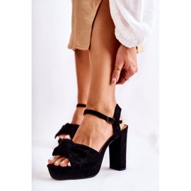 Dámské Semišové Sandály S Mašlí Černá Reina 1