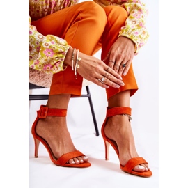 Dámské Semišové Sandály Na Podpatku Oranžové Marconi oranžový 2