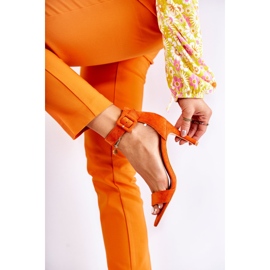 Dámské Semišové Sandály Na Podpatku Oranžové Marconi oranžový 1