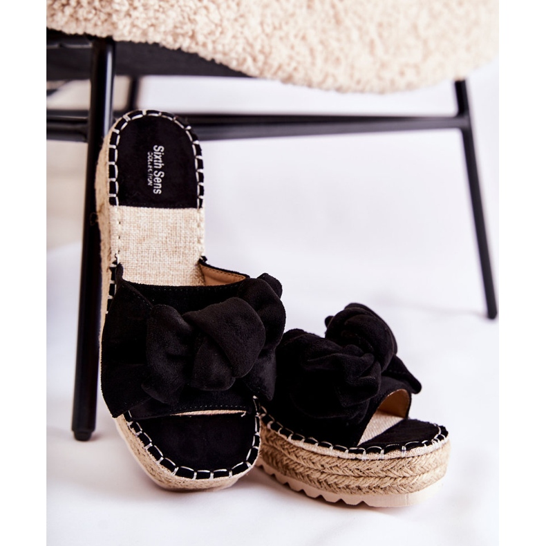 PG2 Dámské Pantofle Na Klínku S Mašlí Černá Tayla 1 PG2 Dámské Pantofle Na Klínku S Mašlí Černá Tayla 1