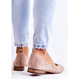 Dámské semišové baleríny s béžovou dekorací Nicole 2746 béžový 2