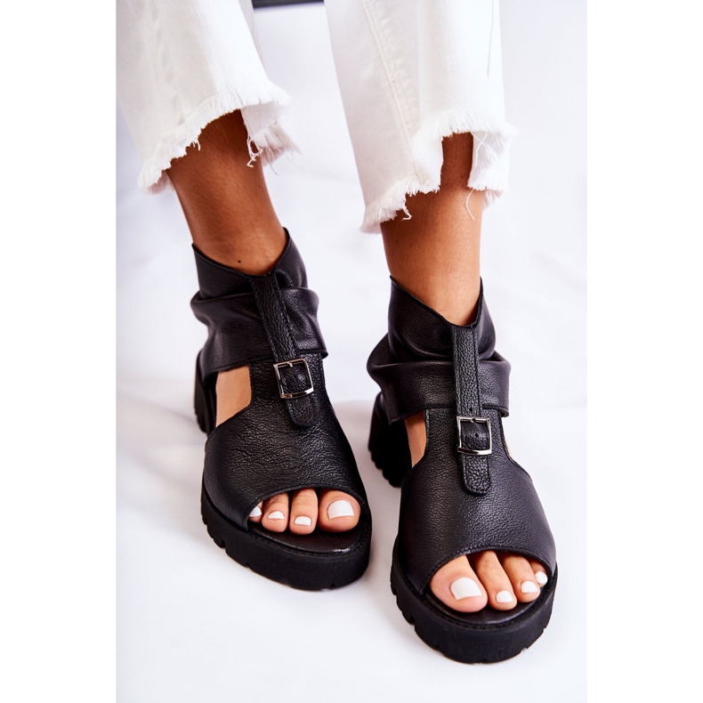 Dámské kožené sandály se zipem Nicole 2748 Black černý 1