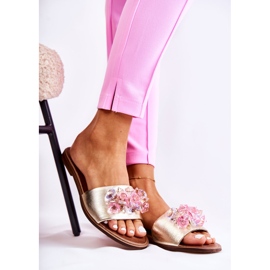 Kožené dámské pantofle se zlatým zdobením Nicole 2726 1