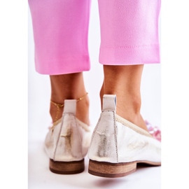 Dámské kožené balerínky s krystaly Nicole 2749 bílý 2