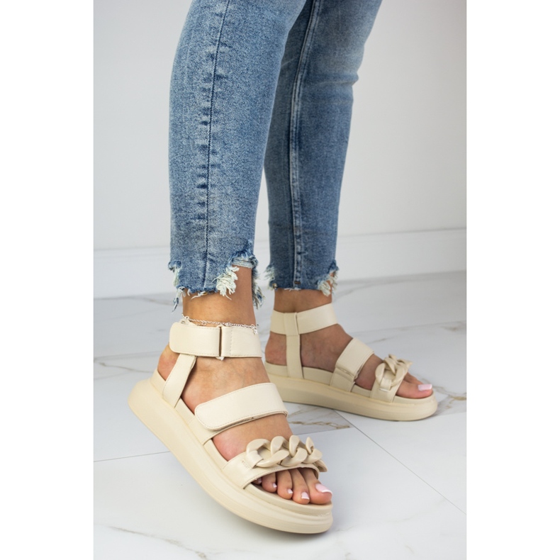 Sandály na platformě s řetízkem béžové Laura La.Fi béžový 2 Sandály na platformě s řetízkem béžové Laura La.Fi béžový 2
