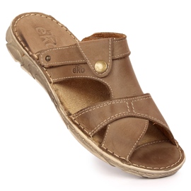 Hnědé kožené pánské pantofle EKO béžový hnědý 1