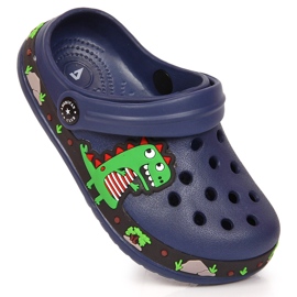 Pantofle American Club tmavě modré s dinosaurem námořnická modrá 1