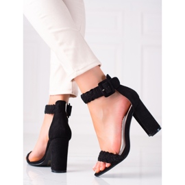 SHELOVET Semišové sandály na baru černá 2