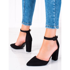 SHELOVET Semišové Lodičky Na Sloupu černý 1
