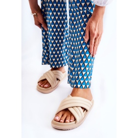 PJ1 Klasické dámské kožené pantofle Béžová Daron béžový 2