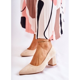 PS1 Klasické Semišové Lodičky Na Baru Béžové Lency béžový 1