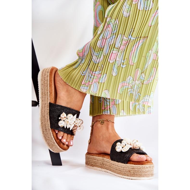 PS1 Dámské pantofle na platformě s mušlemi černá Tolia 1