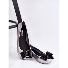 PH1 Dámské Gumové Baleríny S Mašlí Stříbrné Florret stříbrný 2