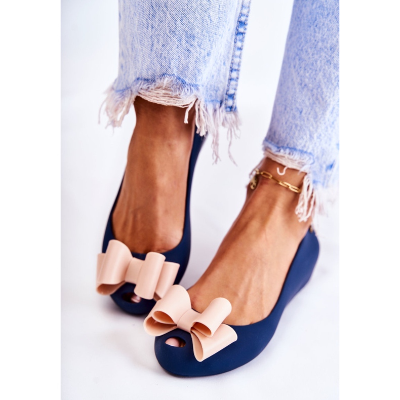 PH1 Dámské gumové baleríny s mašlí v námořnické modré florret námořnická modrá 1