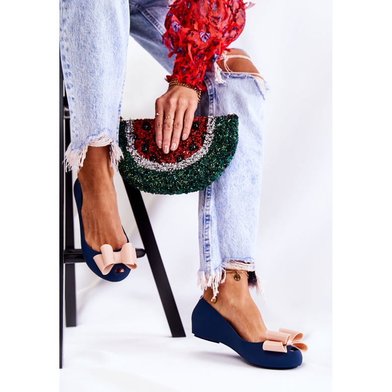 PH1 Dámské gumové baleríny s mašlí v námořnické modré florret námořnická modrá 2