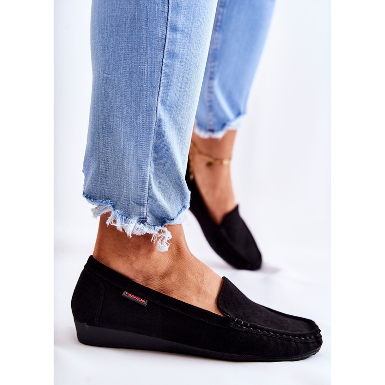 PH1 Dámské semišové černé mokasíny na klínku La Cava černá 1