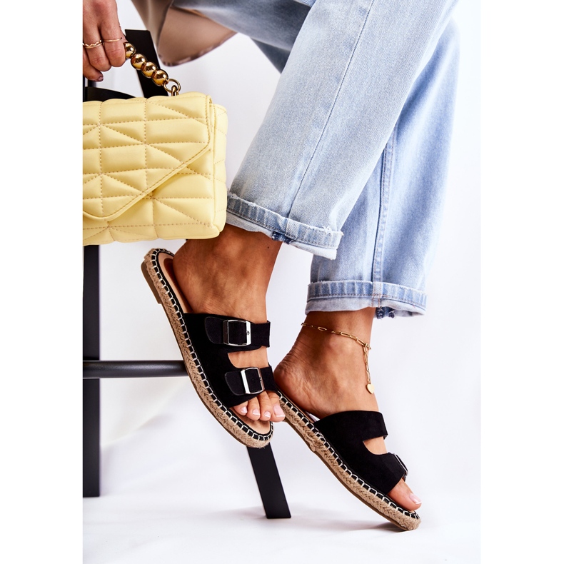 PG1 Klasické semišové dámské pantofle Black Casilda černá 2