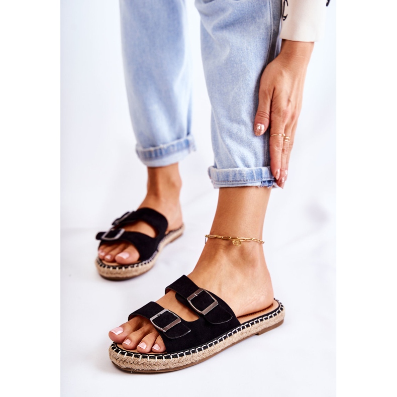 PG1 Klasické semišové dámské pantofle Black Casilda černá 1