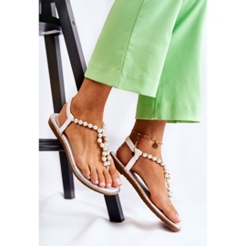 PG1 Módní sandály žabky s perlami White Isalia bílý 1