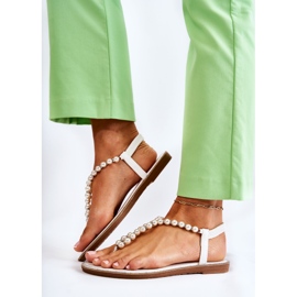 PG1 Módní sandály žabky s perlami White Isalia bílý 2