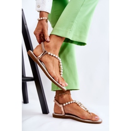 PG1 Módní sandály žabky s perlami Rose Gold Isalia růžový zlatý 1