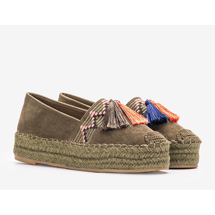 Zelené espadrilky na platformě Pisquid khaki zelený 1