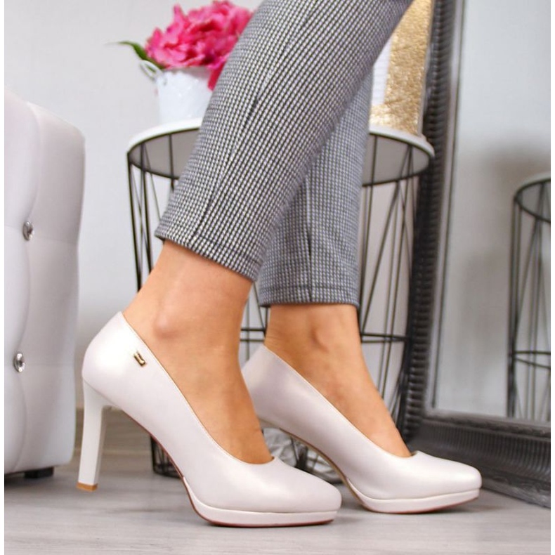 Lodičky na platformě perleťově béžové W Sergio Leone 2