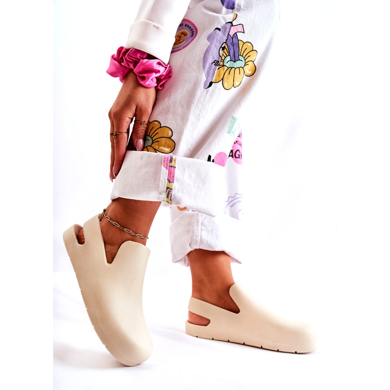 FS1 Módní gumové dřeváky Meriko světle béžové 4 FS1 Módní gumové dřeváky Meriko světle béžové 4